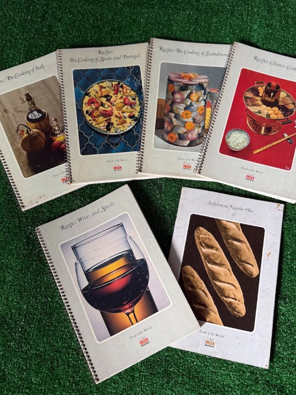 Vintage Time-Life Foods of the World Cookbook Lot Italy Spain China Wine Spiral